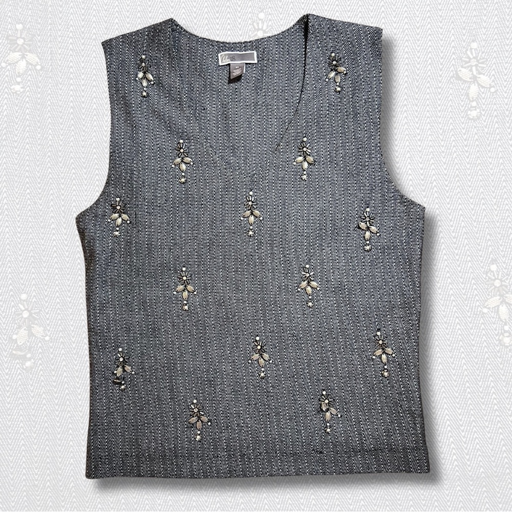 Chelsea28 Gray Embellished Tank Top